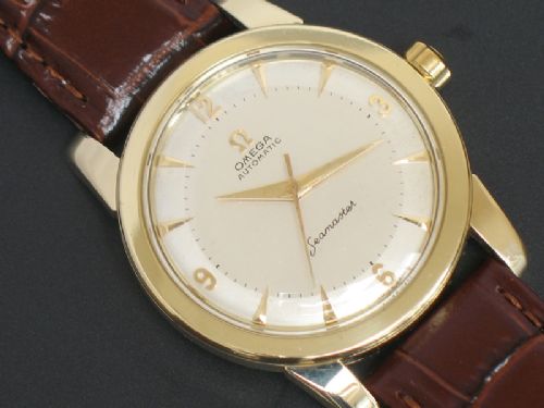 fig 6. INCREDIBLE COMPLETELY ORIGINAL 14CT GOLD OMEGA SEAMASTER AUTOMATIC 'BUMPER' MENS WATCH C1953