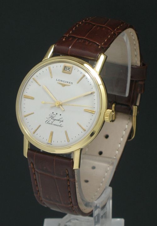 fig 4. SUPERB SOLID 18CT GOLD LONGINES FLAGSHIP AUTOMATIC WITH DATE MENS VINTAGE WATCH C1959