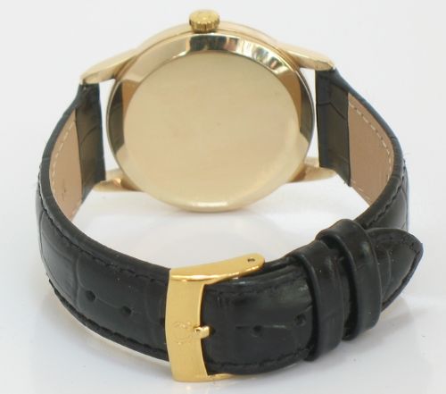 fig 4. SUPERB SOLID 9CT GOLD OMEGA GENEVE TWO TONE DIAL MENS WATCH C1958
