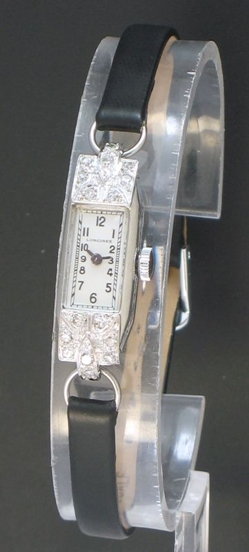 Lovely Longines Platinum and Diamond Ladies Art Deco Cocktail Watch C1930