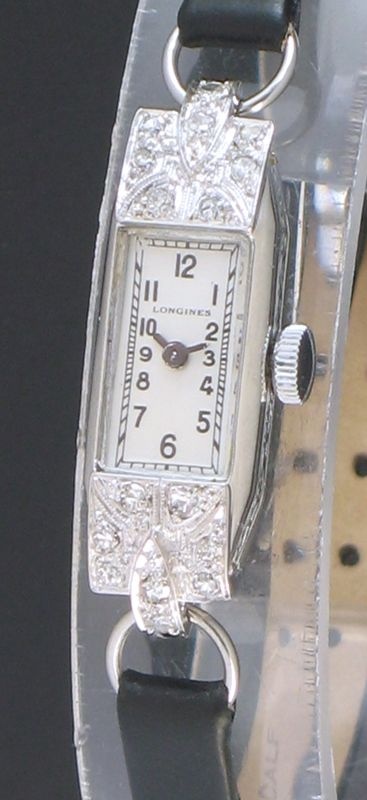 fig 2. LOVELY LONGINES PLATINUM AND DIAMOND LADIES ART DECO COCKTAIL WATCH C1930