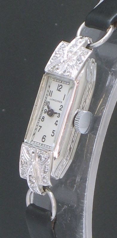 fig 3. LOVELY LONGINES PLATINUM AND DIAMOND LADIES ART DECO COCKTAIL WATCH C1930