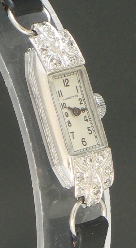 fig 5. LOVELY LONGINES PLATINUM AND DIAMOND LADIES ART DECO COCKTAIL WATCH C1930