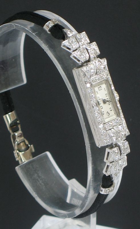 Glorious Vertex Platinum and Diamond Art Deco Ladies Cocktail Watch C1930