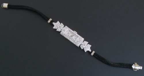 fig 1. GLORIOUS VERTEX PLATINUM AND DIAMOND ART DECO LADIES COCKTAIL WATCH C1930