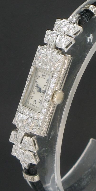 fig 4. GLORIOUS VERTEX PLATINUM AND DIAMOND ART DECO LADIES COCKTAIL WATCH C1930