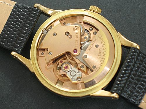 fig 7. INCREDIBLY RARE EARLY EDITION SOLID 18CT GOLD OMEGA AUTOMATIC CHRONOMETRE BUMPER MENS VINTAGE WATCH C1950