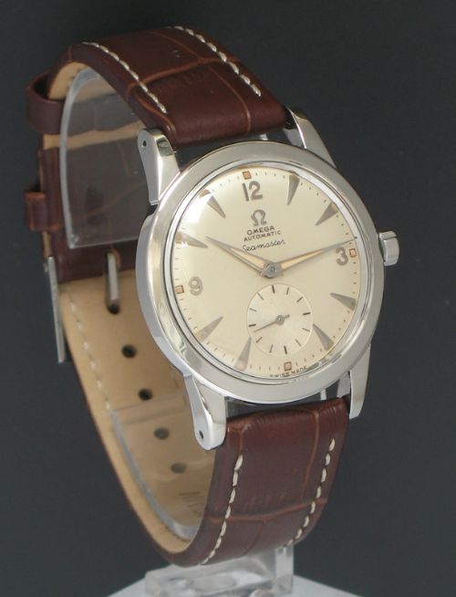 fig 1. EXTREMELY RARE ORIGINAL FIRST EDITION OMEGA SEAMASTER AUTOMATIC WITH BOX C1950
