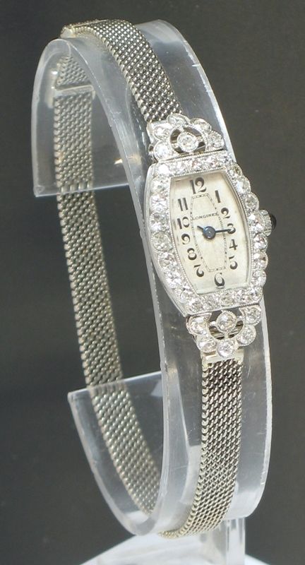 fig 1. WONDERFUL LONGINES PLATINUM AND DIAMOND ART DECO LADIES COCKTAIL WATCH C1930