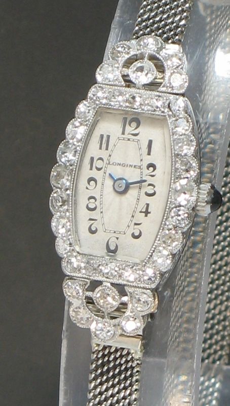 fig 2. WONDERFUL LONGINES PLATINUM AND DIAMOND ART DECO LADIES COCKTAIL WATCH C1930