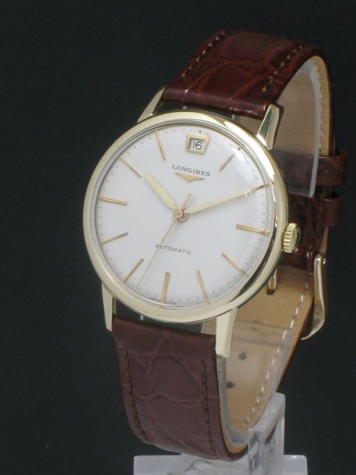 fig 1. SUPERB SOLID 9CT GOLD LONGINES AUTOMATIC WITH DATE MENS WATCH C1959