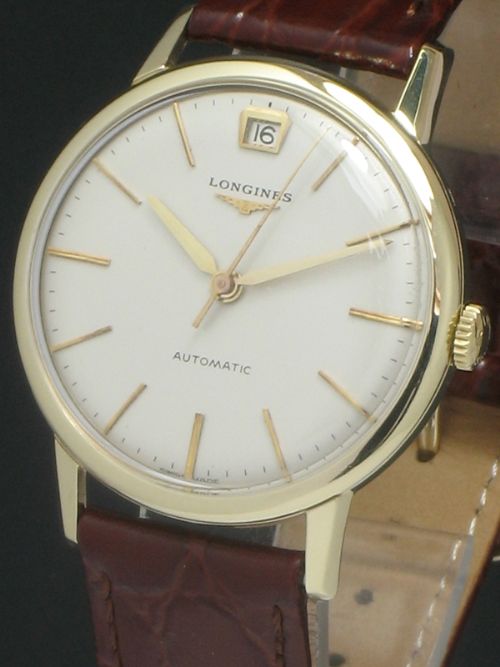 fig 2. SUPERB SOLID 9CT GOLD LONGINES AUTOMATIC WITH DATE MENS WATCH C1959