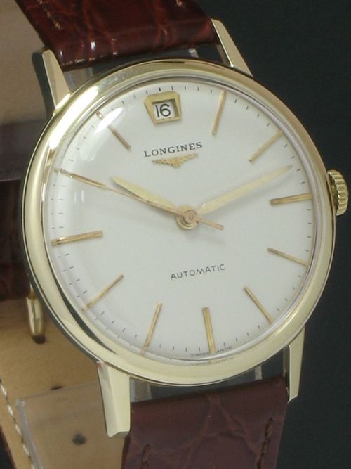 fig 4. SUPERB SOLID 9CT GOLD LONGINES AUTOMATIC WITH DATE MENS WATCH C1959