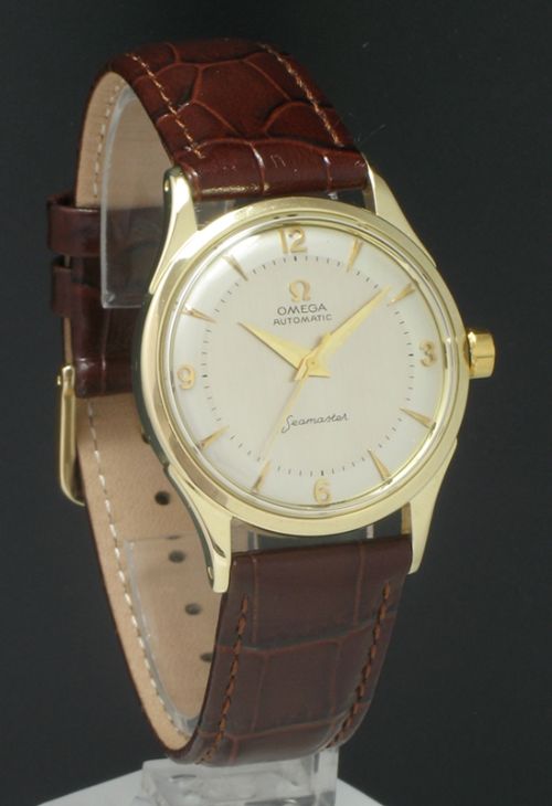 fig 1. INCREDIBLE SOLID 14CT GOLD OMEGA SEAMASTER AUTOMATIC 'BUMPER' MENS WATCH C1954