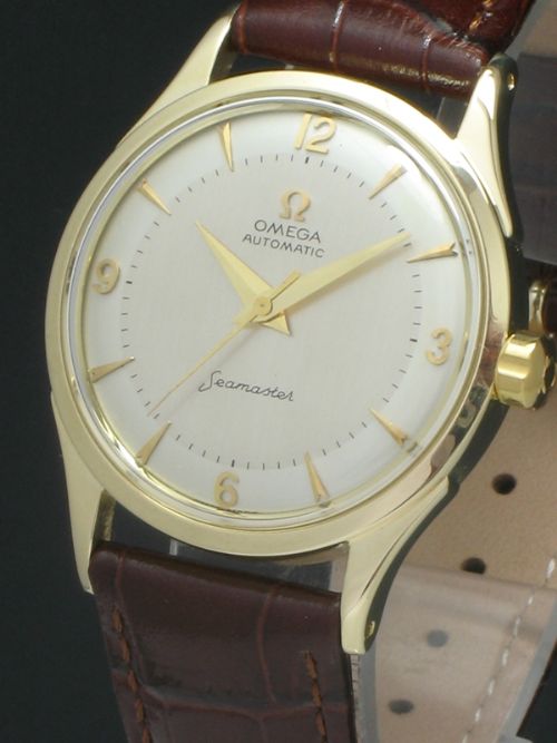 fig 2. INCREDIBLE SOLID 14CT GOLD OMEGA SEAMASTER AUTOMATIC 'BUMPER' MENS WATCH C1954