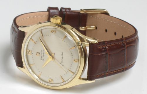 fig 4. INCREDIBLE SOLID 14CT GOLD OMEGA SEAMASTER AUTOMATIC 'BUMPER' MENS WATCH C1954