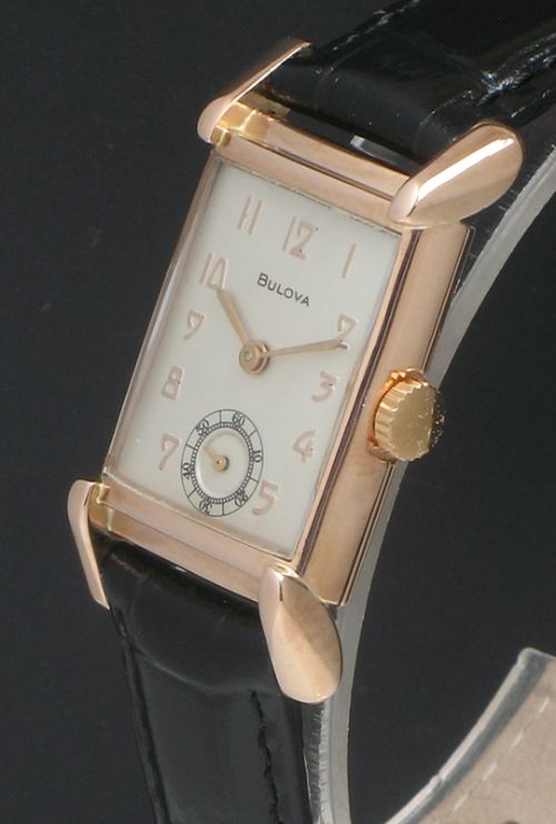 fig 2. STUNNING RARE SOLID 14CT ROSE GOLD BULOVA ART DECO VINTAGE WATCH C1930