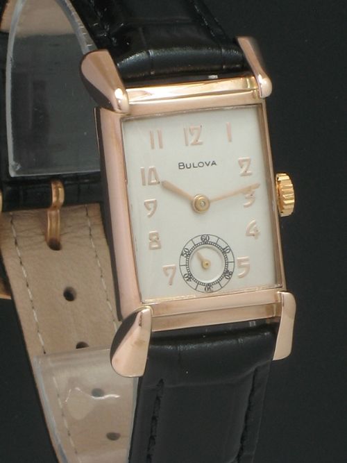 fig 4. STUNNING RARE SOLID 14CT ROSE GOLD BULOVA ART DECO VINTAGE WATCH C1930