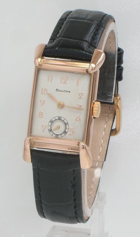 fig 6. STUNNING RARE SOLID 14CT ROSE GOLD BULOVA ART DECO VINTAGE WATCH C1930