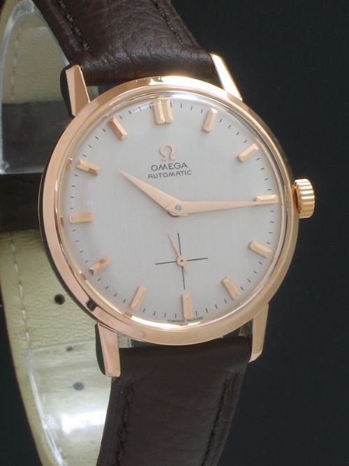 fig 1. STUNNING SOLID 18CT ROSE GOLD OMEGA CAL 491 AUTOMATIC MENS VINTAGE WATCH C1959