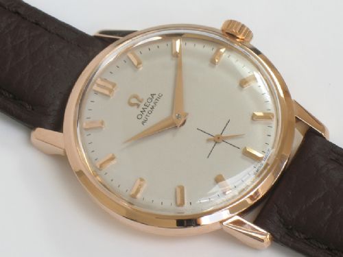 fig 7. STUNNING SOLID 18CT ROSE GOLD OMEGA CAL 491 AUTOMATIC MENS VINTAGE WATCH C1959