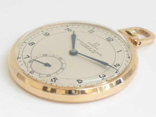 fig 2. ORIGINAL SOLID 9CT GOLD OMEGA ART DECO POCKET WATCH C1930