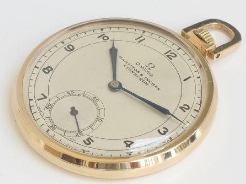 fig 4. ORIGINAL SOLID 9CT GOLD OMEGA ART DECO POCKET WATCH C1930