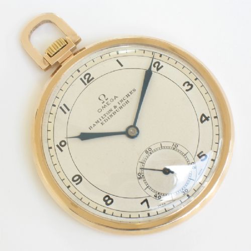 fig 5. ORIGINAL SOLID 9CT GOLD OMEGA ART DECO POCKET WATCH C1930