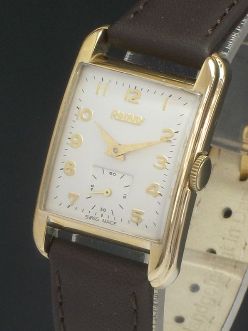 fig 3. SUPERB ORIGINAL MINT CONDITION SOLID 9CT GOLD ROTARY WATCH WITH BOX AND PAPERS C1950