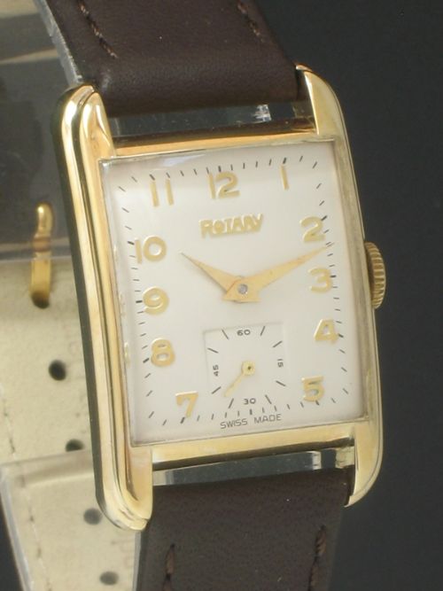 fig 4. SUPERB ORIGINAL MINT CONDITION SOLID 9CT GOLD ROTARY WATCH WITH BOX AND PAPERS C1950