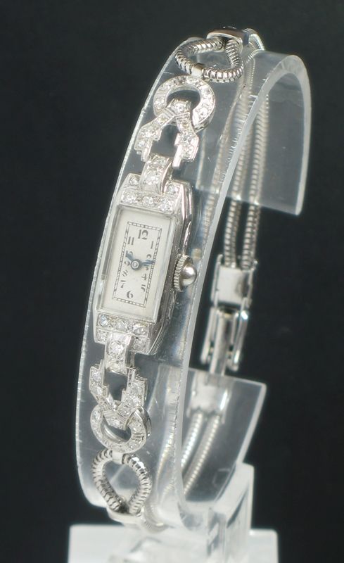 Lovely Platinum and Diamond Rotary Art Deco Cocktail Watch C1940