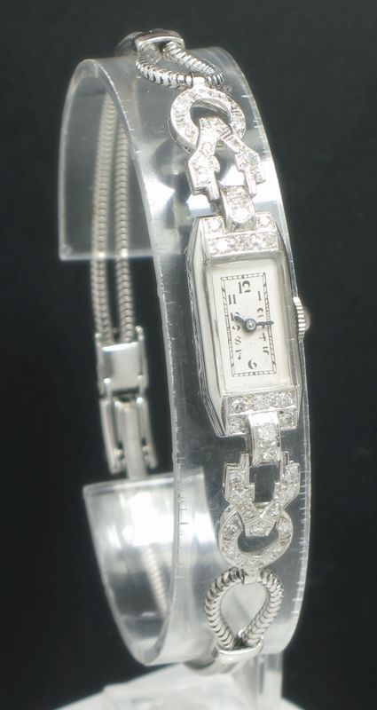 fig 2. LOVELY PLATINUM AND DIAMOND ROTARY ART DECO COCKTAIL WATCH C1940