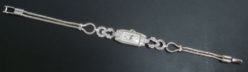 fig 3. LOVELY PLATINUM AND DIAMOND ROTARY ART DECO COCKTAIL WATCH C1940