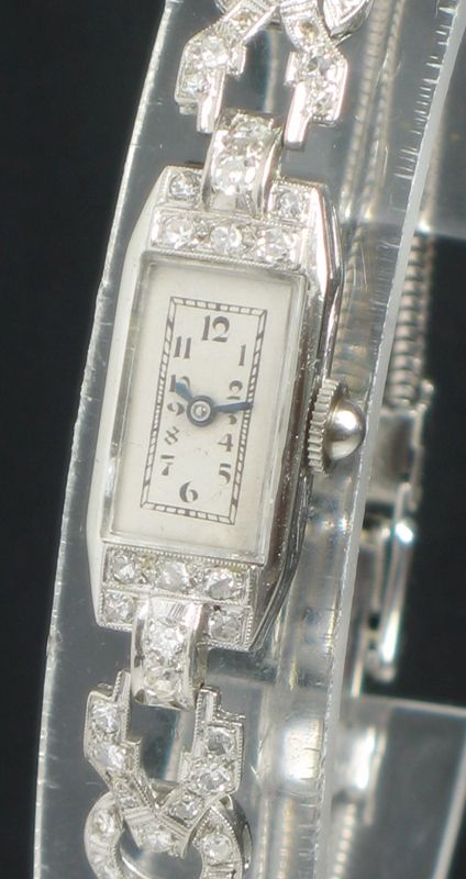 fig 4. LOVELY PLATINUM AND DIAMOND ROTARY ART DECO COCKTAIL WATCH C1940