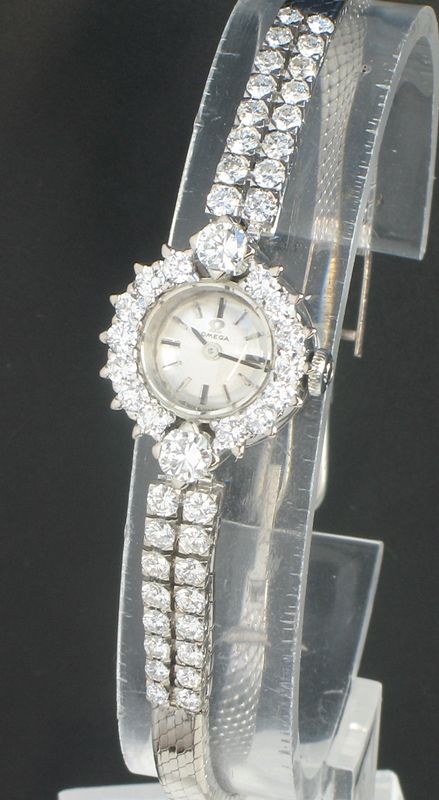 Wonderful Solid 18ct White Gold and 3ct Diamond Omega Ladies Cocktail Watch C1960