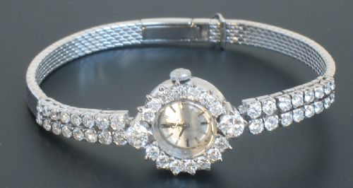 fig 5. WONDERFUL SOLID 18CT WHITE GOLD AND 3ct DIAMOND OMEGA LADIES COCKTAIL WATCH C1960