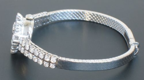 fig 7. WONDERFUL SOLID 18CT WHITE GOLD AND 3ct DIAMOND OMEGA LADIES COCKTAIL WATCH C1960