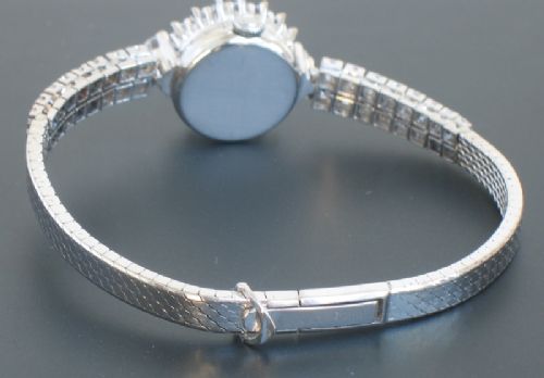 fig 8. WONDERFUL SOLID 18CT WHITE GOLD AND 3ct DIAMOND OMEGA LADIES COCKTAIL WATCH C1960