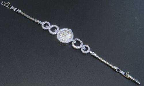 fig 3. BEAUTIFUL LONGINES PLATINUM AND DIAMOND LADIES ART DECO COCKTAIL WATCH C1940