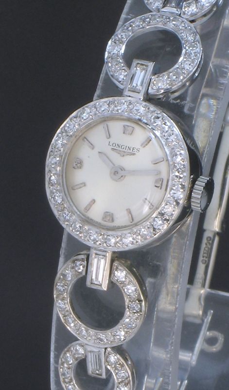 fig 4. BEAUTIFUL LONGINES PLATINUM AND DIAMOND LADIES ART DECO COCKTAIL WATCH C1940