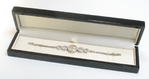 fig 7. BEAUTIFUL LONGINES PLATINUM AND DIAMOND LADIES ART DECO COCKTAIL WATCH C1940