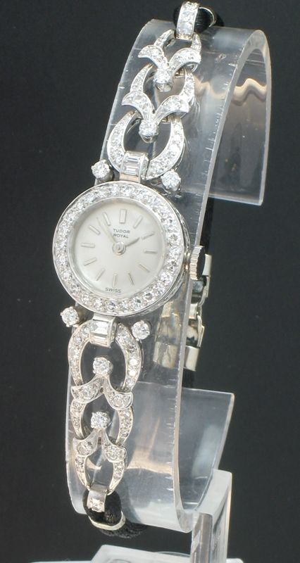 Glorious Rolex Tudor Royal Platinum and Diamond Art Deco Cocktail Watch C1950