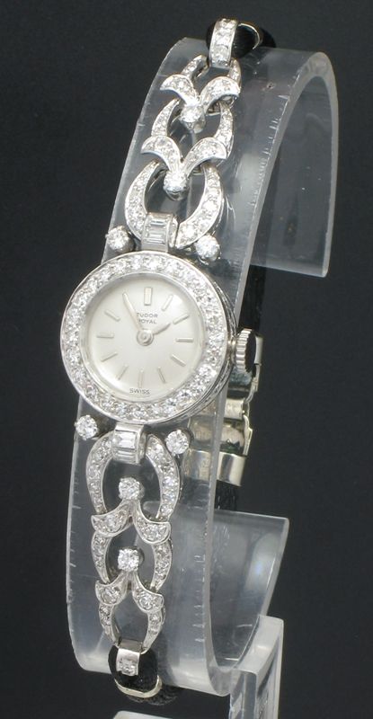 fig 1. GLORIOUS ROLEX TUDOR ROYAL PLATINUM AND DIAMOND ART DECO COCKTAIL WATCH C1950