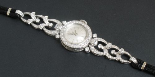 fig 3. GLORIOUS ROLEX TUDOR ROYAL PLATINUM AND DIAMOND ART DECO COCKTAIL WATCH C1950