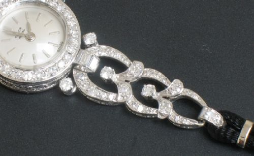 fig 4. GLORIOUS ROLEX TUDOR ROYAL PLATINUM AND DIAMOND ART DECO COCKTAIL WATCH C1950