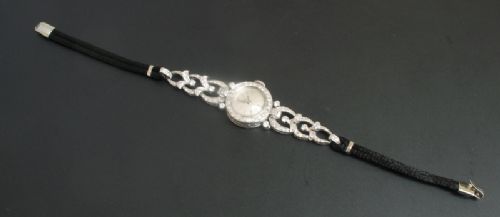 fig 5. GLORIOUS ROLEX TUDOR ROYAL PLATINUM AND DIAMOND ART DECO COCKTAIL WATCH C1950