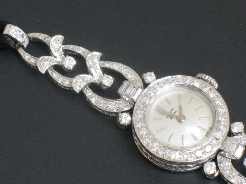 fig 6. GLORIOUS ROLEX TUDOR ROYAL PLATINUM AND DIAMOND ART DECO COCKTAIL WATCH C1950