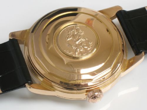 fig 4. VERY RARE SOLID 18CT ROSE GOLD LONGINES CONQUEST CALENDAR AUTOMATIC MENS WATCH C1957
