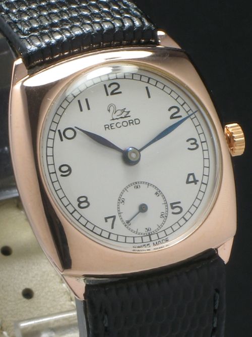 fig 2. WONDERFUL SOLID 9CT ROSE GOLD LONGINES RECORD WATCH WITH BOXC1947