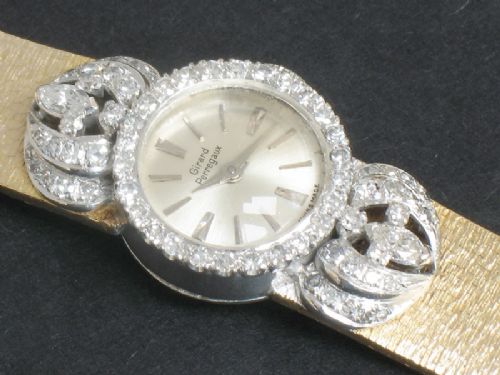 fig 4. STUNNING SOLID 18CT GOLD AND DIAMOND GIRARD PERREGAUX LADIES WATCH C1957